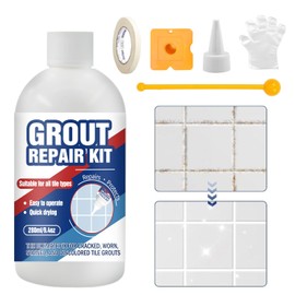 Tile Grout Repair, 8 ozFast Drying Grout Repair Kit, Grout Filler Tube Repair Kit, Tile Grout Paint, Grout Sealer Restore and Renew Bathroom Floor, Tile Gaps, Joints, Lines (White)
