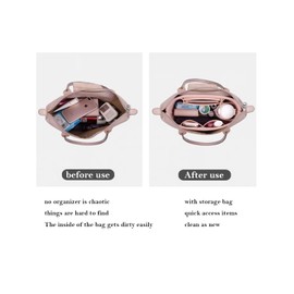 D.DUO Wallet Organiser, Foldable Pocket Organiser, Compatible with Le Pliage Purse Organizer, pink