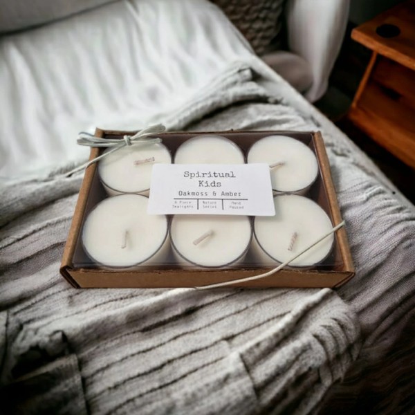 Handmade Oakmoss & Amber Soy Tealights 6 Count Hand Poured