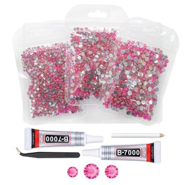 qiipii Rose Pink Crystal Resin Rhinestones w B7000 Jewelry Glue for Bedazzling Crafting Light Hot Pink Flatback Stones 3mm 4mm 5mm Rose Red Diamonds Crystals Gems for Nails Face Makeup Tumblers Crafts