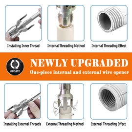 Integrated Internal & External Pipe Threading Tool, 2025 New CR-V Chromium Vanadium Steel Edition, for 1/2'' & 3/4'' Pipes, Electric Drill Compatible Kit (1/2'' + 3/4'')
