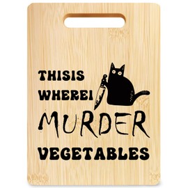 Briblaze Funny Black Cat Cutting Board, This is Where I Murder Vegetables Cutting Board, Funny Cat Gifts for Women Cat Lovers, Black Cat Gifts, Cat Decorative Cutting Boards for Kitchen
