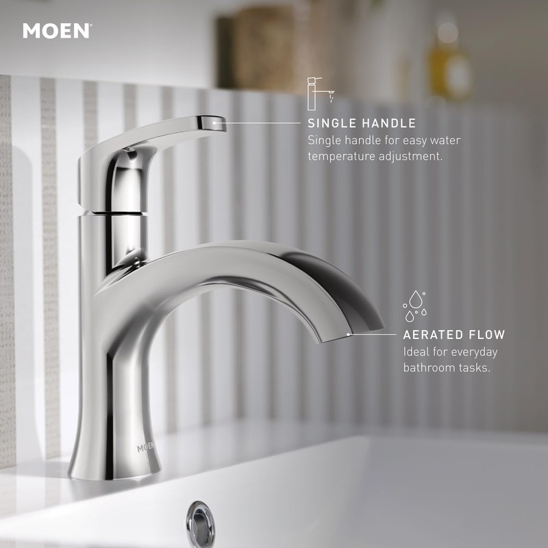 Moen Karis Chrome One-Handle Single Hole Bathroom Sink Faucet with