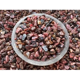 Rhodonite Chips – Natural Mini Rhodonite Stones, Crushed Undrilled Rhodonite, Semi-Tumbled Genuine Rhodonite (1/8 lb)