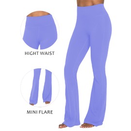 Sunzel Mini Flare Yoga Pants, High Waisted Lounge Flare Leggings with Tummy Control 30" Periwinkle Medium