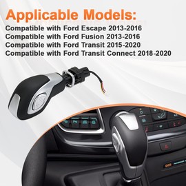 QCESEV Automatic Gear Shift Knob Handle with Button Compatible with Ford 2013-2016 Escape Fusion 2015-2020 Transit 2018-2020 Transit Connect Replacement for DG9Z-7213-EA DG9Z-7213 DG9Z7213-AA Matte