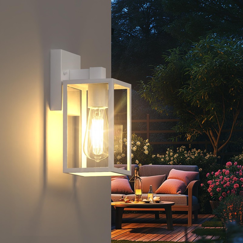 White Outdoor Lights for House, LED Exterior Front Porch Light