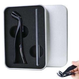 Stainless Steel Nail Clippers with File, 360° Rotating Head Long Handle Nail Clippers, Large Wide Jaw Nail Clipper, Ergonomic Toenail Clipper for Thick Nails(Black)