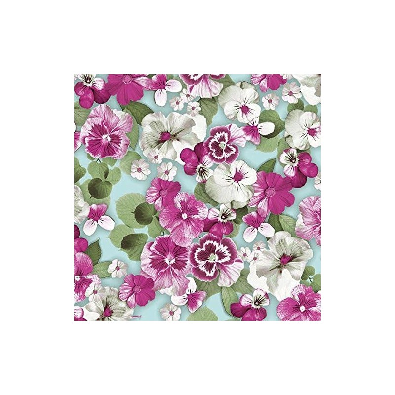 Ambiente Napkin 33cm Pansy All Over White Floral Mix Serviettes