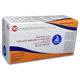 Dynarex High Risk Latex Exam Gloves, White 10 mil, Large, Box/50