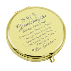 Granddaughter Gifts from Grandma Compact Makeup Mirror Gifts for Granddaughter Inspirational Granddaughter Gifts Folding Makeup Mirror Christmas Wedding Valentine Christmas for Granddaughter