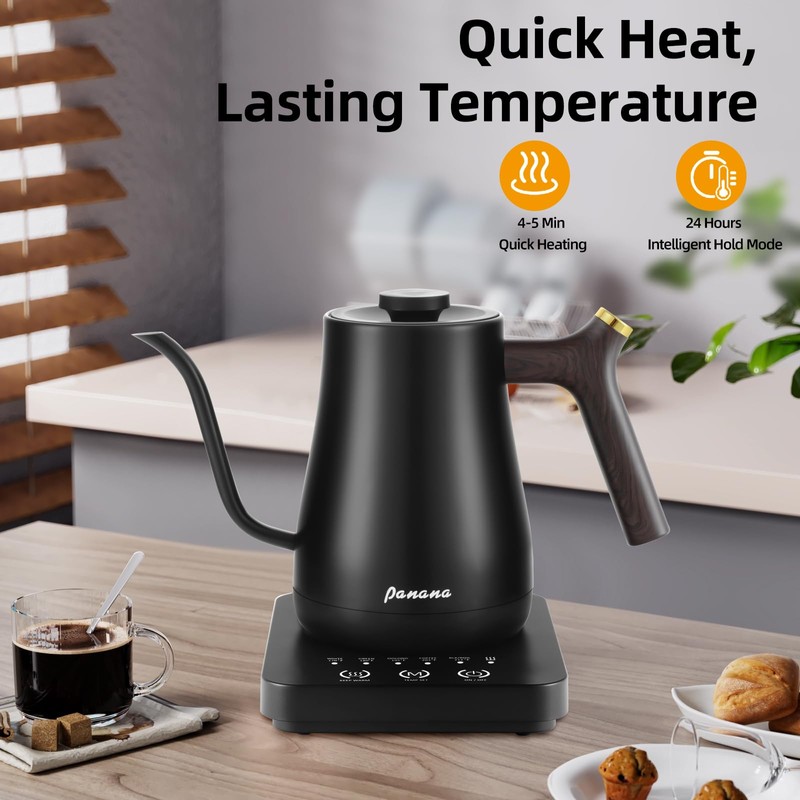 Panana Electric Gooseneck Kettle, Electric Tea Kettles Temperature Control ±1℉