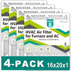 Komashr 16x20x1 Air Filter MERV 8 (4-Pack), HVAC/Furnace AC Filter Replacement, Dust Defense–Comparable with MPR 600 & FPR 5 (Actual 15.75x19.75x0.75)