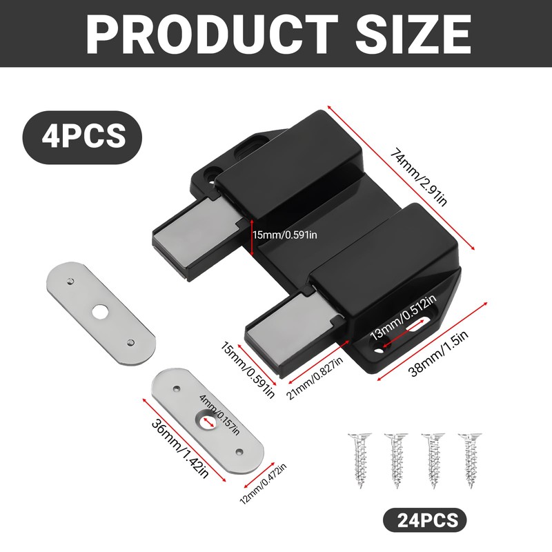 ExcellaElite Push Open Door Catches 4 Pcs Magnetic Push to