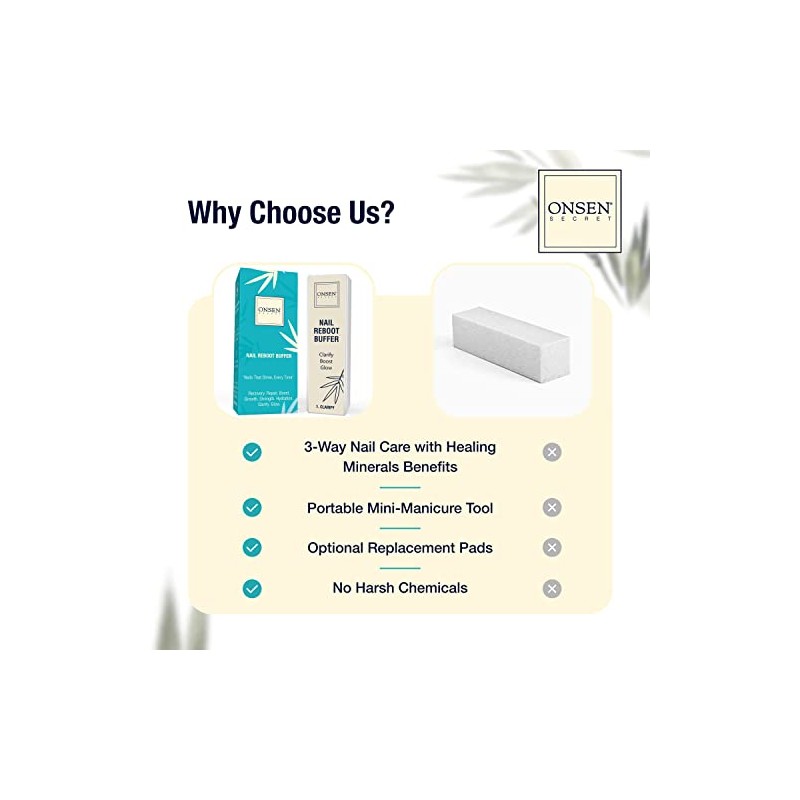 Onsen Secret Professional Nail Buffer Block | 4-Way Buffing for
