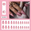 Pink Press on Nails Medium Almond Fake Nails with Heart