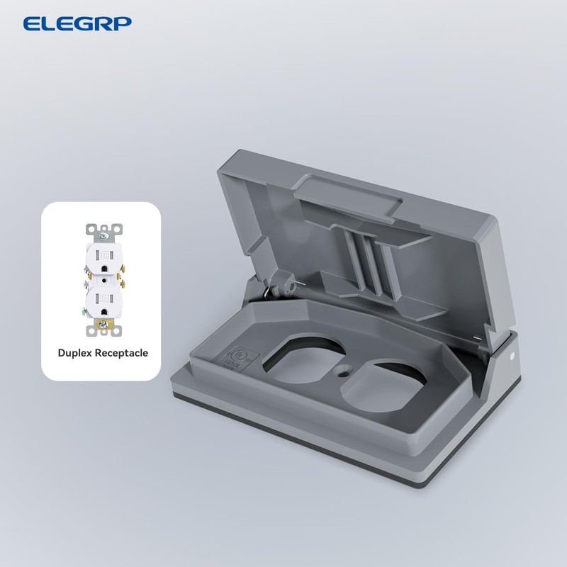 ELEGRP Horizontal Outdoor Cover for Duplex Receptacles, Weatherproof Wall Plate,