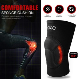 MoKo Knee Brace Support, Protective Volleyball Knee Pads, Professional Thick Sponge Compression Knee Sleeves for Dance Basketball Knee Pad for Workout Fit Men Women Youth, Extra Large Size, Black