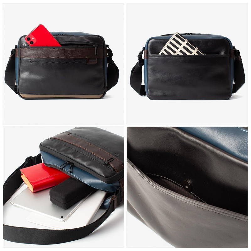 Double BZN-7026 Men's Shoulder Bag, Genuine Leather, B5 Storage, Cowhide