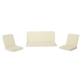 Christopher Knight Home Gavin Outdoor Water Resistant Fabric Loveseat and Club Chair Cushions, 20.50" D x 51.50" W x 3.25" H, Cream