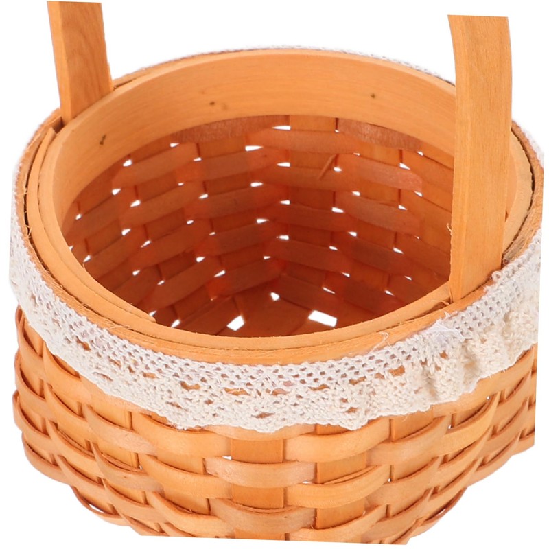 WHAMVOX Mini Wicker Basket with Handle Decorative Woven Flower Basket
