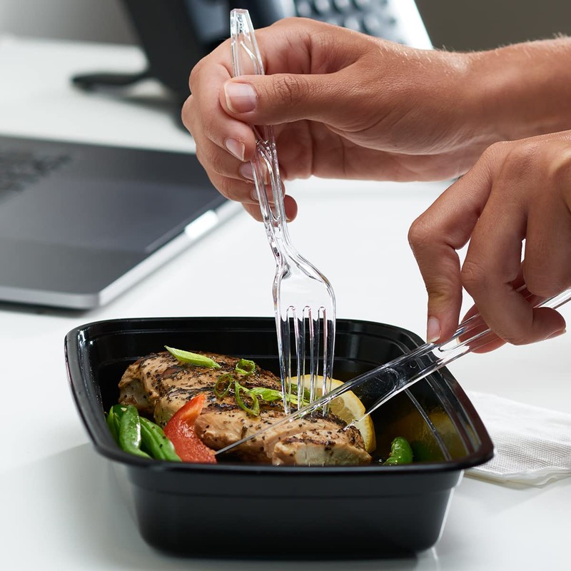 Comfy Package [50 Count] Premium Heavyweight Disposable Forks - Clear