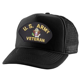 ALLNTRENDS Trucker Hat US Army Veteran Military Mesh Baseball Cap (Black)