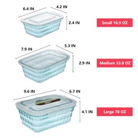 Taiuloo Set of 3 Salad Bowls with Lids, Salad Lunch Container to Go with Handle, Space Saving Nesting Bowls for Meal Prep, BPA Free Salad Serving Bowls, Plastic Bowl Set with Lid, Blue