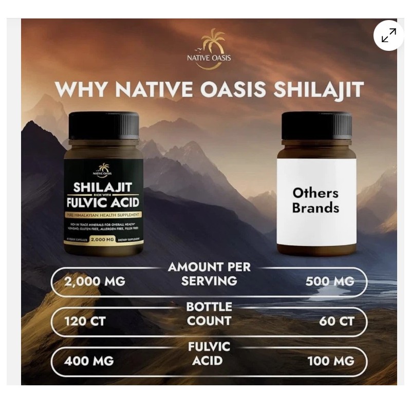 Native Oasis (2-Pack) Shilajit Supplement for Men 2,000mg Shilajit Pure