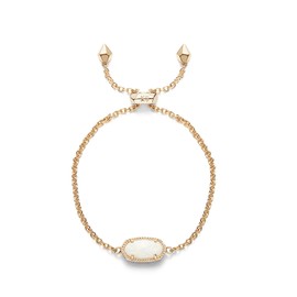 Kendra Scott Signature Elaina Bracelet in Gold Plated and White Kyocera Opal