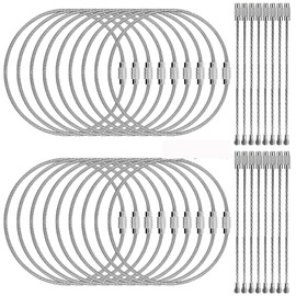 100pcs Stainless Steel Wire Keychains Aircraft Cable Cable Key Ring for Hanging ID Tags or Luggage Tags,6.3 inch 2mm