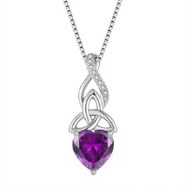 Inpasne Infinity Celtic Knot Necklace for Women 925 Sterling Silver Irish Necklace Amethyst February Birthstone Pendant Jewelry Gifts for Her