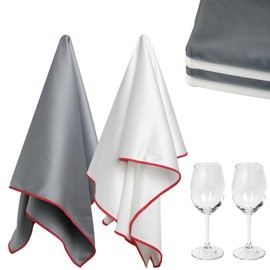 Wine Glass Polishing Cloths Large Glass Cleaning Cloth, Streak Free, Lint Free Microfiber Cleaning Cloth for Glasses, Stemware, Sunglasses, Camera Lens, 20 Inch X 23 Inch (4 Pack White | Gray)