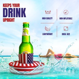 Pool FX Floating Drink Holder - Not Inflatable Floating Drink Holder for Pool, Neoprene Pool Drink Holder Floats, Includes 2 Neoprene Drink Holders and 2 Floats. (Flag, Regular)