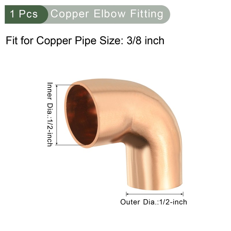 YOKIVE 5 Pcs Elbow Copper Fitting, 90 Degree Copper Pipe