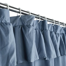 DOSLY IDÉES Ruffled Farmhouse Shower Curtain,Blue Fabric,Country and Chic Style,72x72 in