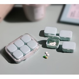 Pill Organizer Weekly A Set with 10 Small Pill Box , WOWHOUSE Daily Pill Case Free Combination Use(Beige)