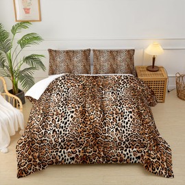 lneffble Cheetah Print Comforter Set, Coffee Brown Leopard Comforter Set Queen, Cheetah Bedding Set for Boys,Zebra Print Striped Quilt Set,Rainbow Gradient Bedding Set, Animals Fur Duvet