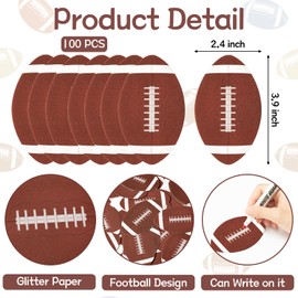 100pcs Glitter Football Cutouts Sports Ball Bulletin Board Football Shape Paper Cuts Party Decorations for Sports Theme Party Baby Shower Birthday Classroom Game Day Wall Decor Supplies