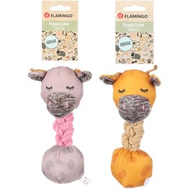 Flamingo - Toy for Puppies such as Labrador, Beagle, Bulldog and Border Collie - Britty Giraffe with Ball and Rope, Durable and Fun