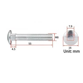 10 Pcs Cup Square Carriage Bolts, M8 x 55mm Stainless Steel Coach Screws, Coach Bolts for Wood, Drywall and Furniture