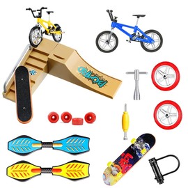 Morofme 17 Piece Skateboard Kit Fingerboard Skatepark Mini Finger Toy Finger Skateboard Ramp Bicycle Skateboards Scooter Tiny Swing Board Fingerboard Ramps Deck Training Prop