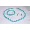 Fashion Jewelry ~ Blue Faux Pearls Necklace Earrings and Bracelet
