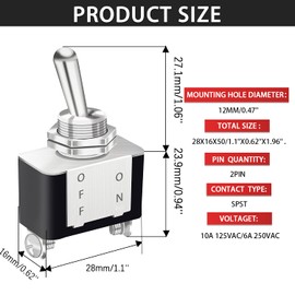 mankk 2PCS 12V Heavy Duty Rocker Toggle Switch 10A/125V SPST ON/Off 2Pin with Red Aircraft Safety Cover for Auto Car Marine Boat KN3A-101A-RMZ