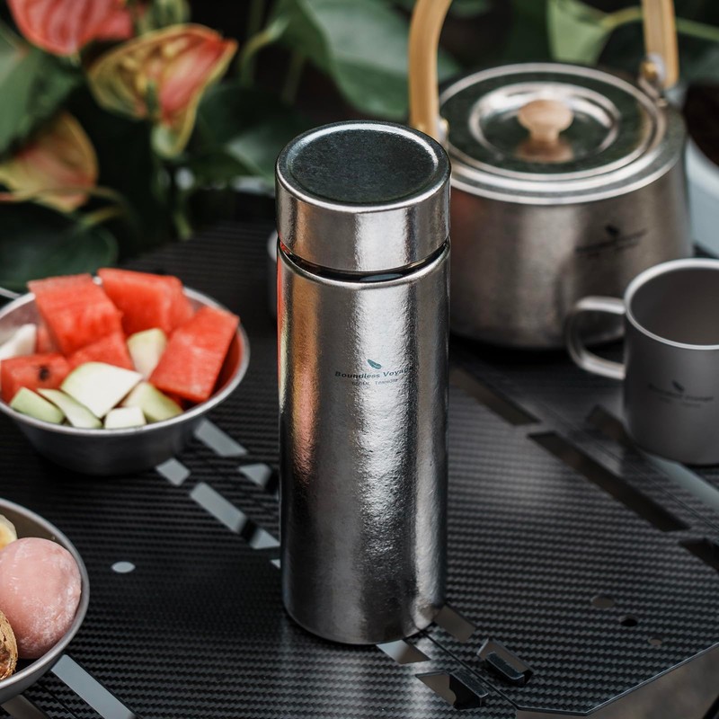 Boundless Voyage Titanium Thermos Bottle with Tea Filter Double-Walled Insulated