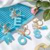 MORSUNBELA Keychain Initial Keyring Letter Key Ring L Blue Butterfly