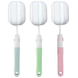 Sponge Bottle Brushes 3 Piece Baby Bottle Brushes Long Handle Cup Scrubber Brush Portable Sponge Bottle Cleaning Brush (3PCS)