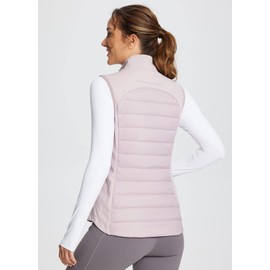 baleaf Women's Lightweight Warm Puffer Vest Running Winter Hybrid Sleeveless Quilted Water Resistant Jacket Light Purple M