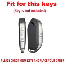 TECART Zinc Alloy Key fob Cover Fit for 2023-2024 Kia Telluride key Case Smart Remote Key Cover with 7 Buttons Black