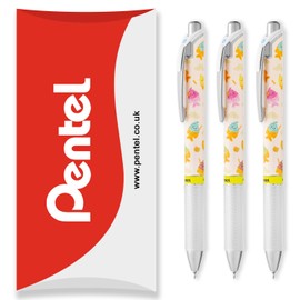Pentel Energel BLN75 Retractable Gel Ink Rollerball Pen - 0.5mm - 54% Recycled - Black Ink - In Pillow Packaging (3 Pack, Taiyaki)